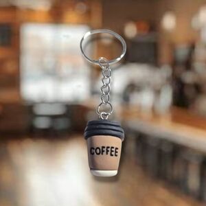 CoffeeShop Brown & Black Coffee Cup Keychain